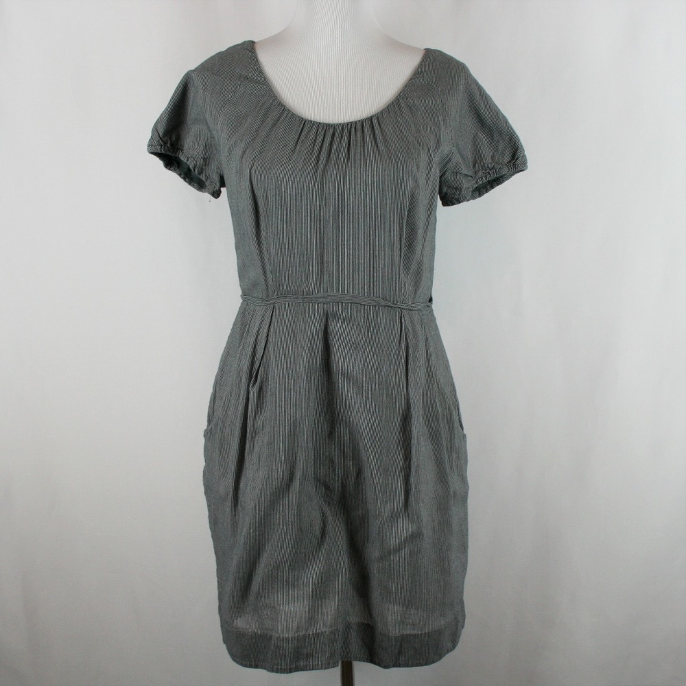 J. Crew Darla Pinstripe Cap Sleeve Pleated